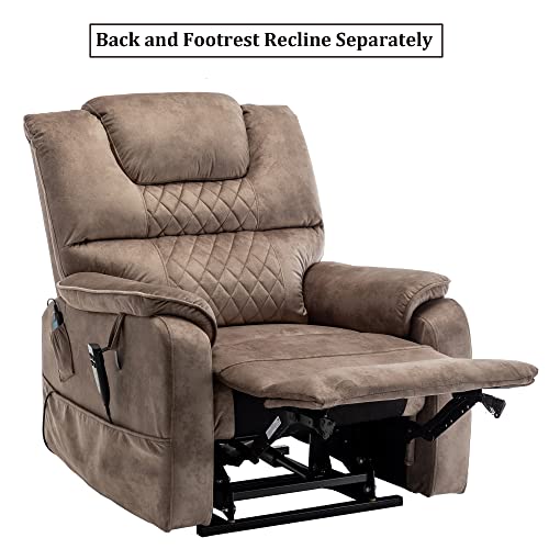 JULYFOX Lift Chair Lay Flat 400lbs Electric Recliner with Massage and Heat, PU Leather, Yellow B71450