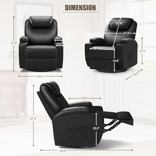 JUMMICO Power Lift Recliner Chair with Massage for Elderly PU Leather Black Y337