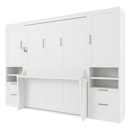 Ball & Cast Murphy Bed Queen Size Wall Chest with Charging Station and Storage Drawer, Gray J8503