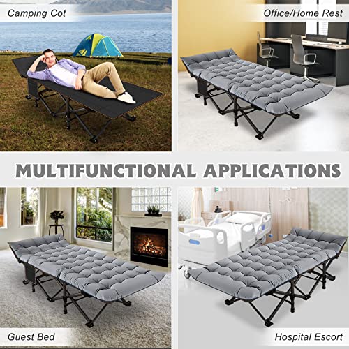 ABORON Folding Camping Cot with Mat for Adults, Heavy Duty Outdoor Bed with Carry Bag C211720