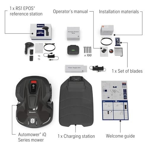 Husqvarna 410iQ Automower Robotic Mower with Charging Station and Replacement Blades V76498