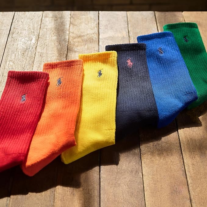 POLO RALPH LAUREN Men's Athletic Cotton Ankle Socks 6-Pack O2600