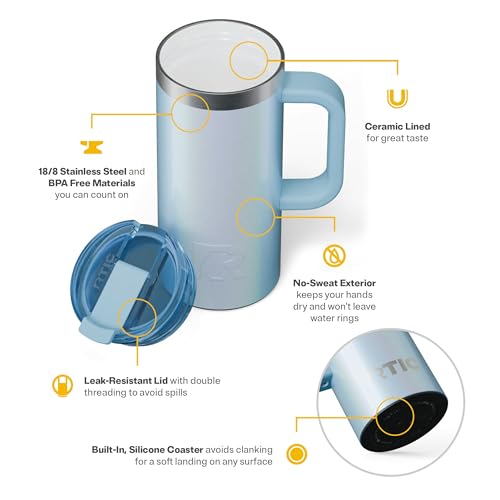 RTIC 20oz Road Trip Travel Mug with Lid and Handle, Insulated Stainless Steel P393441