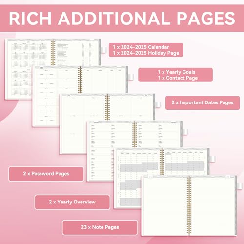 AIMPEAK Monthly Planner 2024-2025, 18-Month, Spiral Binding, Pink L21793