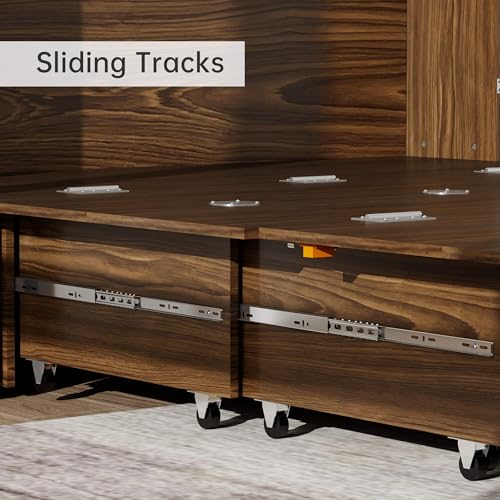Murphy Bed Queen Cabinet with Charging Station and Storage Drawer J989