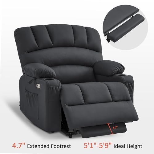 MCombo Oversized Power Lift Recliner Chair for Elderly with Heat and Massage, Faux Leather, Dark Brown N537