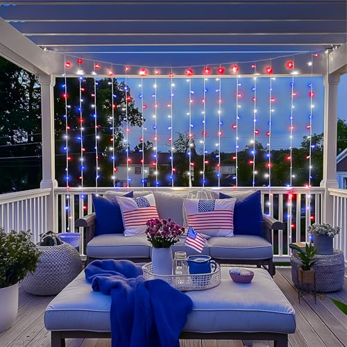JMEXSUSS 300 LED Remote Control Christmas Curtain Lights, Warm White V64841