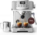 Neretva Espresso Machine, 15 Bar LCD Display Espresso Maker Manual&Auto Mode Stainless Steel Espresso Coffee Machines with 60oz Water Tank&Milk Frother for Home Barista, Latte and Cappuccino Machine