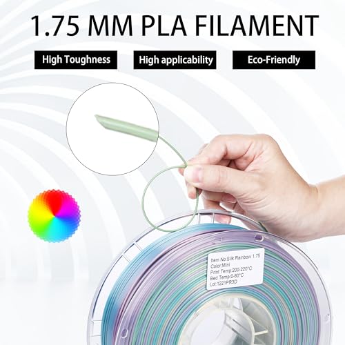 Rainbow 3D PLA Printer Filament 1.75mm Matte, 1kg P386477