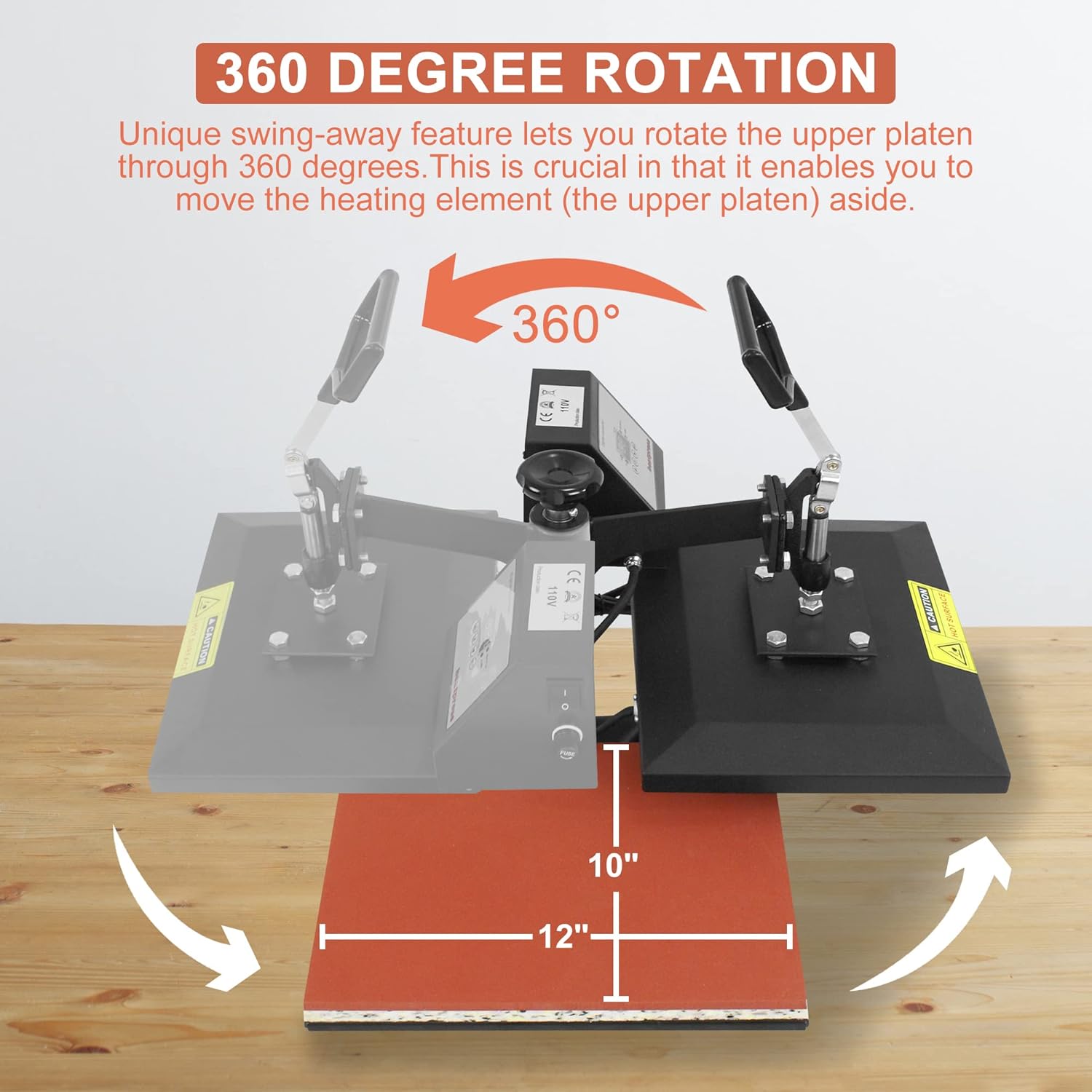 SUPER DEAL PRO 12" x 10" Swing Away Heat Press Machine with 2 Teflon Sheets, 110V O249