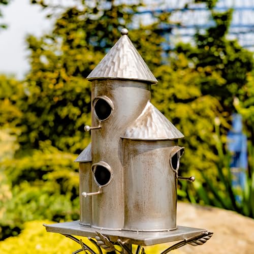 Large Copper Multi-Birdhouse Stakes for 4 Bird Families A740