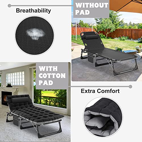 ABORON Folding Camping Cot with Mat for Adults, Heavy Duty Outdoor Bed with Carry Bag C211720