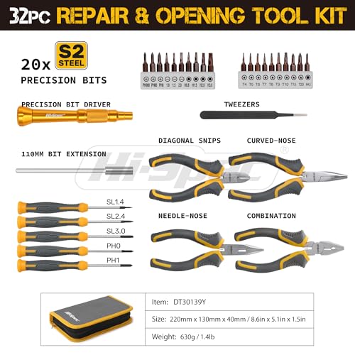Hi-Spec 32pc Electronics Repair Tool Kit for Laptops, Phones & Devices O22142