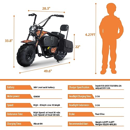 Oryxearth Electric Mini Dirt Bike 36V 1000W for Kids, Camo Blue & Yellow V8523