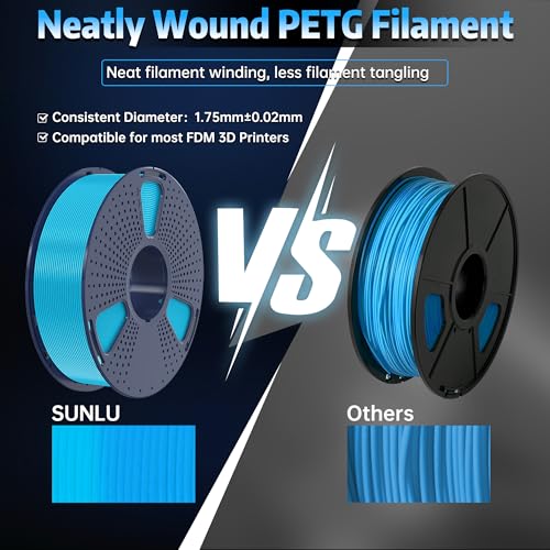 SUNLU 3D Printer Filament Bundle Multicolor PETG 1.75mm, 8 Pack, 2kg Total V41641