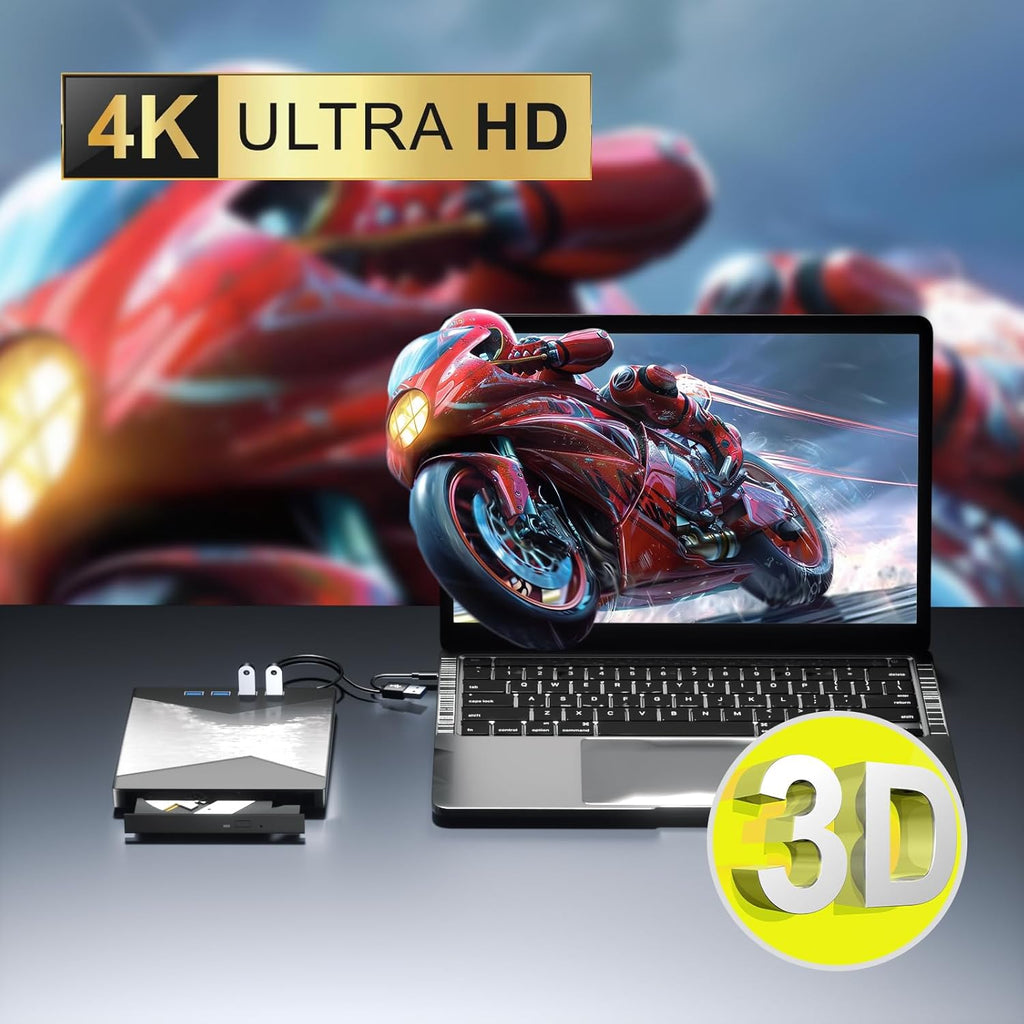 External Blu Ray Drive 4K Portable USB 3.0 Type-C Burner for Laptop X793431