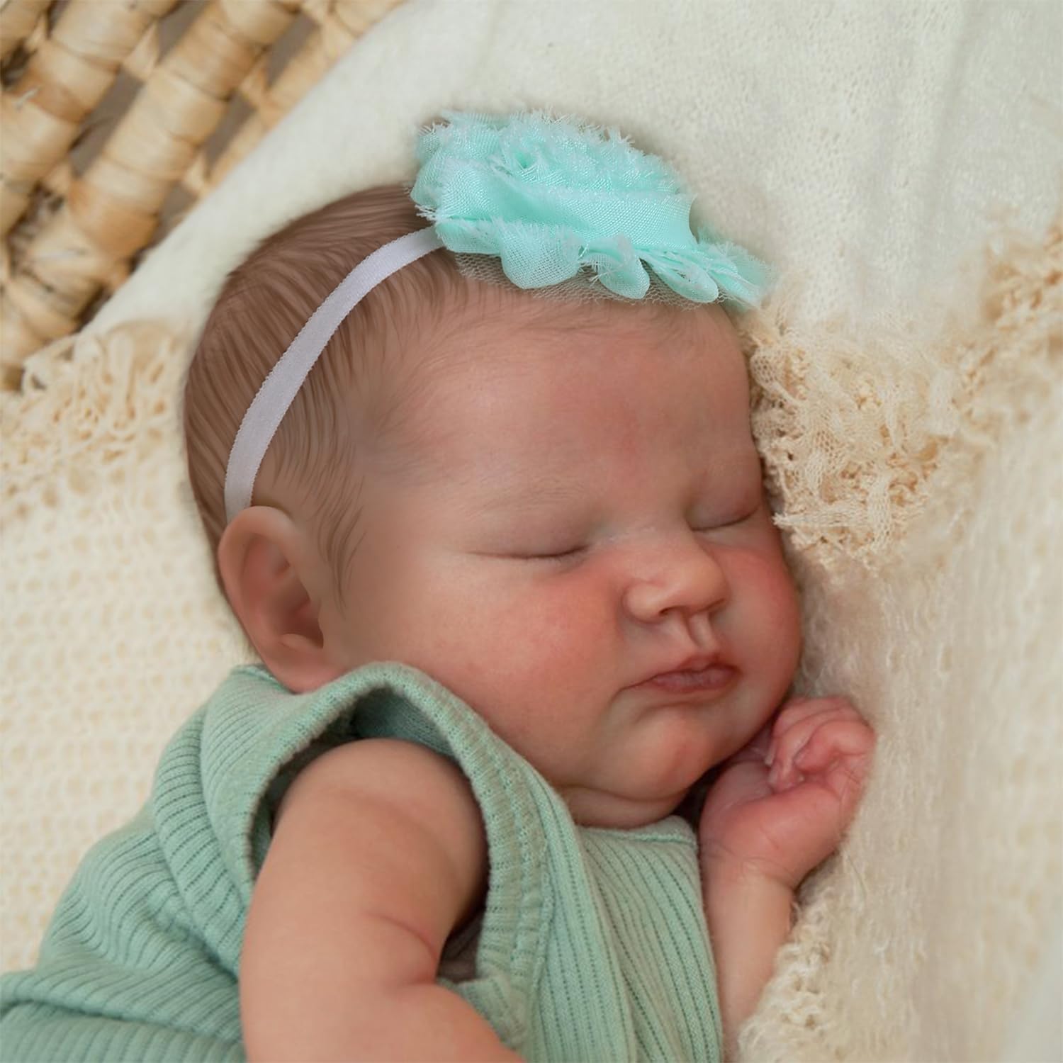 WOOROY Realistic Reborn Baby Doll 18-Inch Soft Weighted Cloth Body Sleeping Newborn Girl with Gift Box O671841