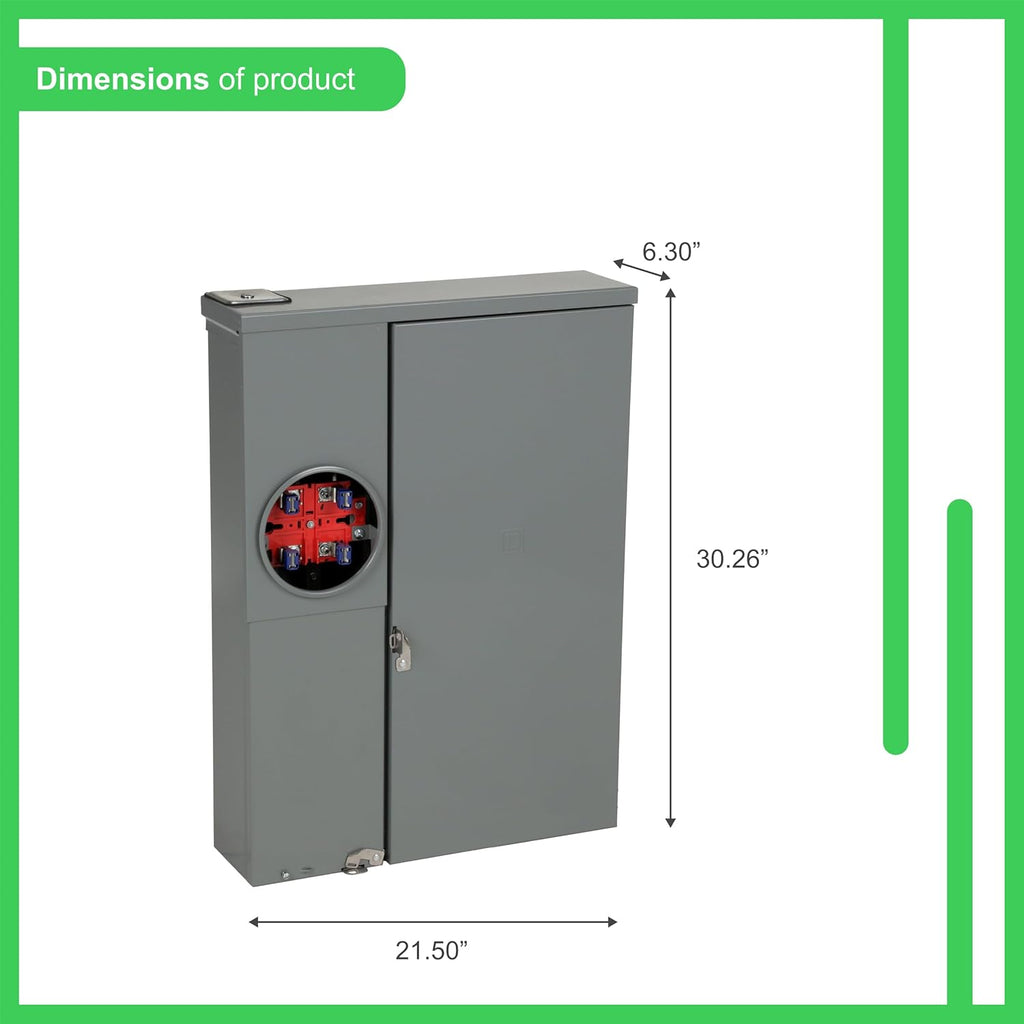 Square D Homeline 200 Amp 8-Space 16-Circuit Outdoor Solar-Ready Meter Socket Load Center J5333