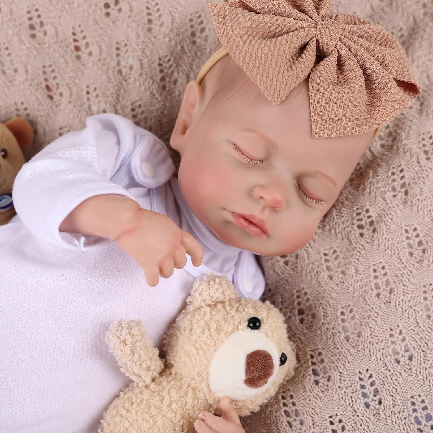 JIZHI Lifelike Reborn Baby Doll 20in Soft Body Sleeping Girl with Feeding Kit R41364