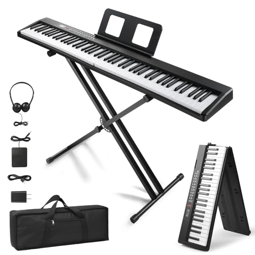 Ktaxon Weighted Keyboard Piano 88 Keys Digital Piano with Stand, Bag, Pedal, Headphones and MIDI Bluetooth M8426