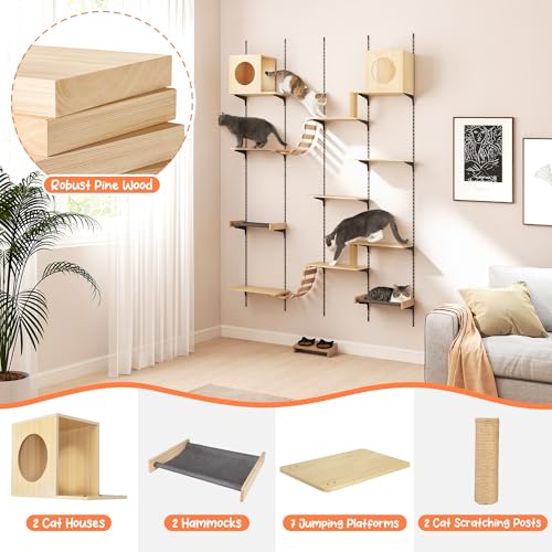 COZIWOW Wall-Mounted Cat Climber 25-Piece Set with Shelves, House & Scratching Board W367631