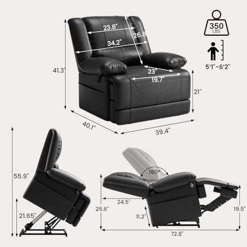 Dual Motor Power Lift Recliner Chair with Massage and Heat for Elderly, Red Brown V492