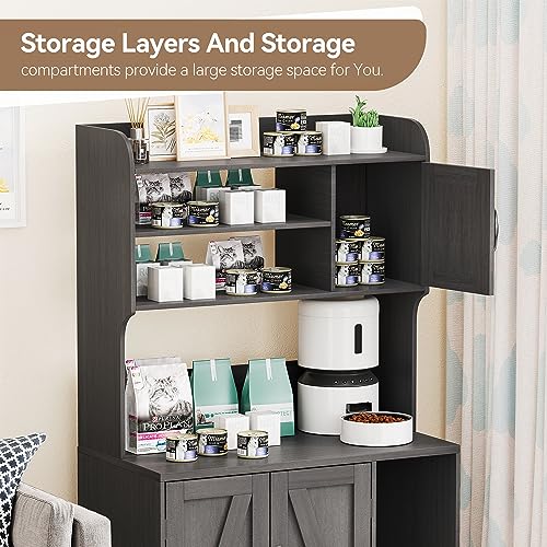 Cat Litter Box Furniture with Shelf Storage, Grey M3162
