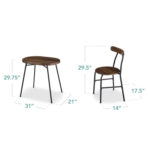 Best Choice Products 3-Piece Modern Oval Dining Table Set with 2 Chairs, Dark Brown/Black T222321