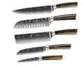 Damascus Kitchen Knives Set of 5 - Damascus Kitchen Knives Chef quality Knives Damascus Steel Knife Fixed Blade Knife Chef Knife