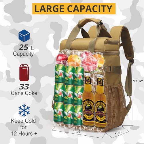 Tactical Insulated Backpack Cooler for Men, Waterproof Leak Proof E36356
