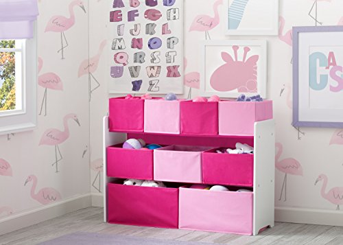 Delta Children Deluxe Multi-Bin Toy Organizer, White/Pink B11718