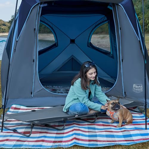 TIMBER RIDGE Lightweight Aluminum Camping Cot with Carry Bag, Blue Z494