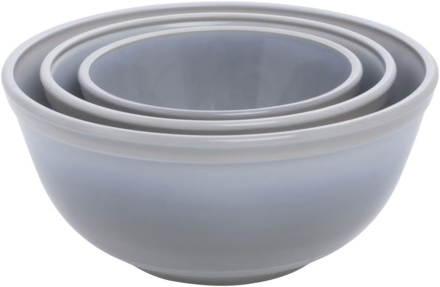 Vintage Mosser Glass Mixing Bowl Set Grey Marble B406