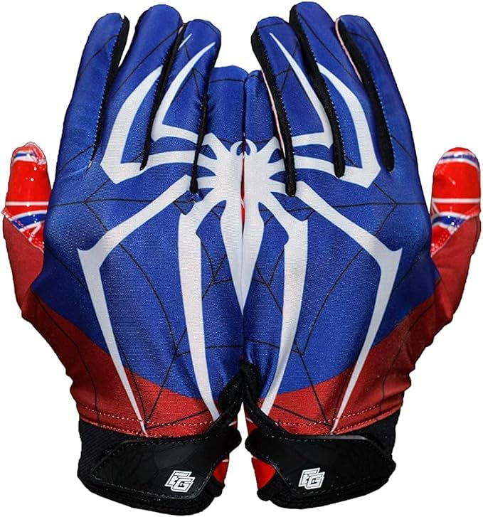 Football Gloves - Tacky Grip Skin Tight Adult Football Gloves - Enhanced Performance Football Gloves Men - Spider - Men Pro Elite Super Sticky Receiver Football Gloves - Adult Sizes