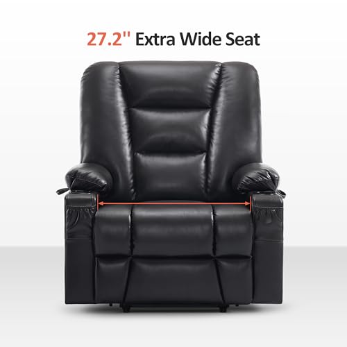 MCombo Small Power Lift Recliner Chair with Massage and Heat, Faux Leather, Dark Brown E441