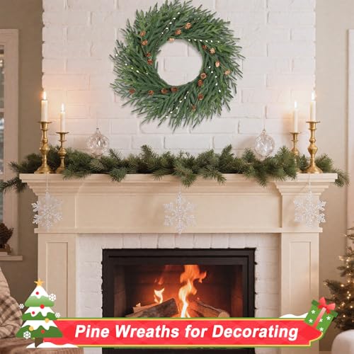 Artgar 26 Inch Pine Wreath for Front Door Christmas Decor T2410