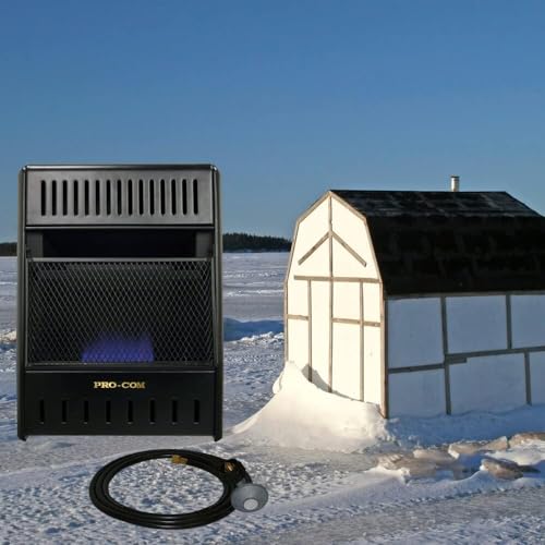 ProCom ML100TBAHR Ventless Propane Gas Blue Flame Space Heater with Thermostat, 10000 BTU, Wall Mount, Black J474983