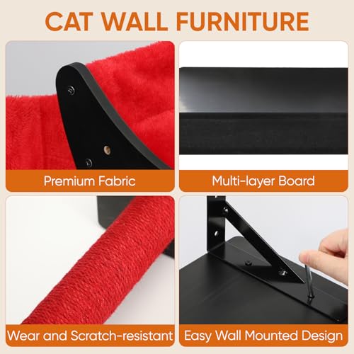 Gothic Cat Wall Shelves 7pcs Cat Climber Set with Cat Bed Y36093