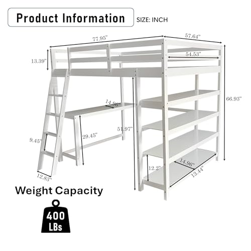 Queen Size Murphy Bed with Desk & Charging Station, White K505073