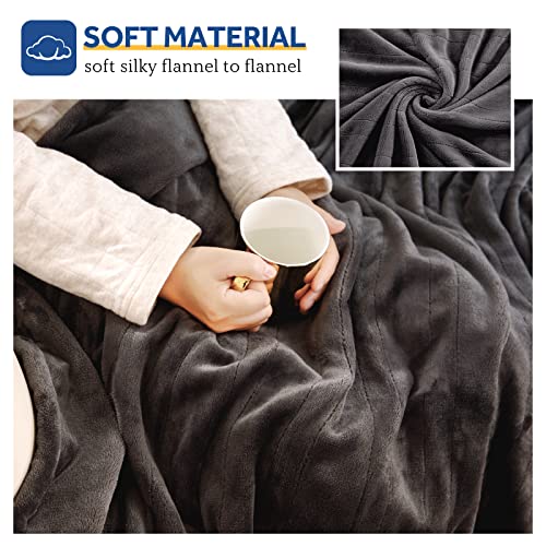 SEALY Electric Blanket Full Size, Flannel Heated Blanket with 10 Heating Levels, Machine Washable, Beige H72202