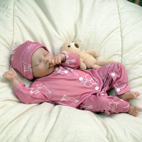 JIZHI Lifelike Reborn Baby Doll Girl 17-Inch Poseable Full Vinyl Body with Feeding Kit D92518