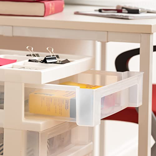 IRIS USA Plastic 10-Drawer Rolling Storage Cart with Wheels, White/Clear Y592371