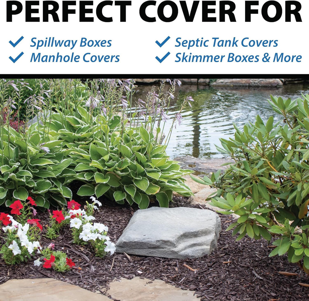 Airmax CrystalClear TrueRock Outdoor Faux Flat Rock Cover, Grey, Small P94917