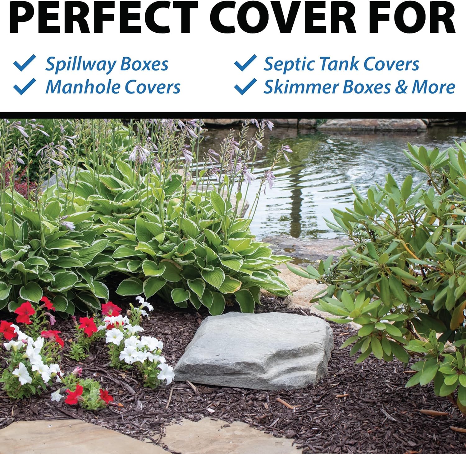 Airmax CrystalClear TrueRock Outdoor Faux Flat Rock Cover, Grey, Small P94917