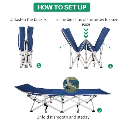 XXL Camping Cot for Adults with Mattress Heavy Duty Folding Bed with Carry Bag H5280