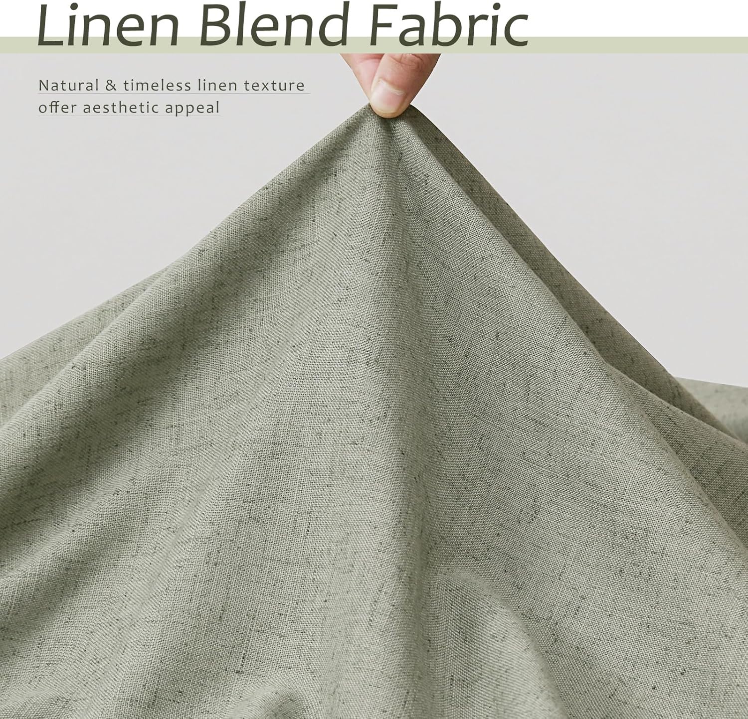 Sage Green Semi Sheer Linen Curtains 84 Inch Length 2 Panels Set D855