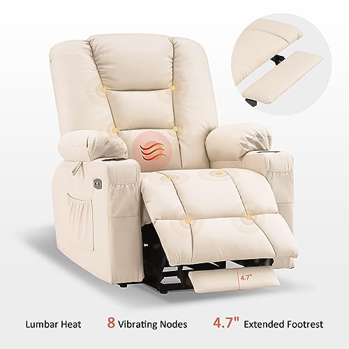 MCombo Small Power Lift Recliner Chair with Massage and Heat, Faux Leather, Dark Brown E441