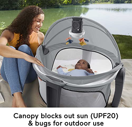 Fisher-Price Portable Baby Bassinet Deluxe On-The-Go Projection Dome with Lights Music & Canopy U962230