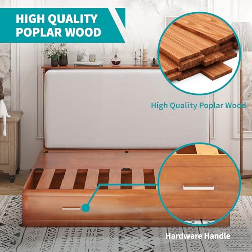 BALUS Murphy Cabinet Bed Queen with Charging Station, Tri-fold Memory Mattress, Storage Drawers, White Y6917
