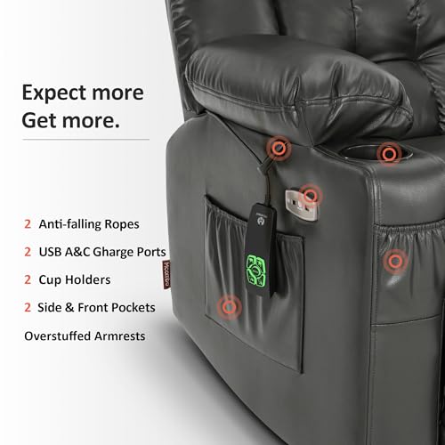 MCombo Dual Motor Power Lift Recliner Chair for Elderly with Heat and Massage, Black E570141